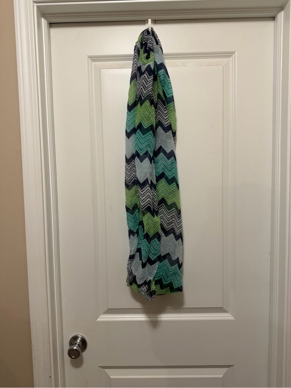 Chevron Pattern Lightweight Scarf in Green and Navy